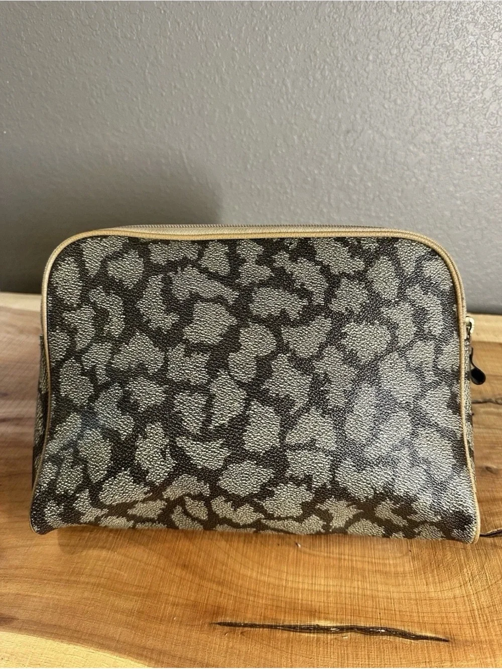 Vintage Yves Saint Laurent YSL Monogrammed Cosmetic Travel Pouch Makeup Case Bag